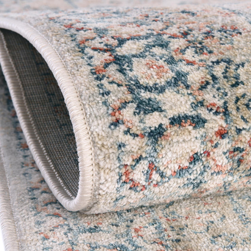 Tapis beige / bleu / gris Kaleigh, Octogone 4 pi x 4 pi