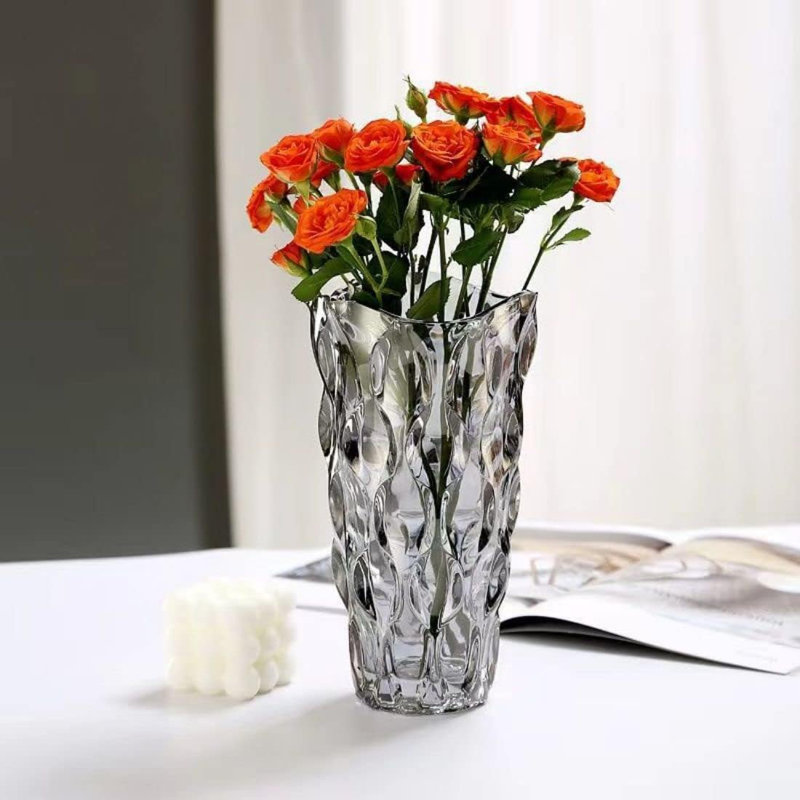 Glass Table Vase, Grey