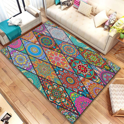 Non-Slip Area Rug, 100% Polyester, 47.2 x 70.9 inches | Raschel Knitting, Pile Height: 0.4 inches | Woven Carpet with Felt Dot Underside, Machine Washable | Stylish Digital Print Design for Home Decor
