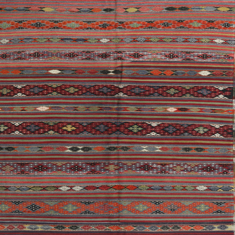 Tapis traditionnel mehroon/noir/crème Ellizabeth, Carré 5 pi