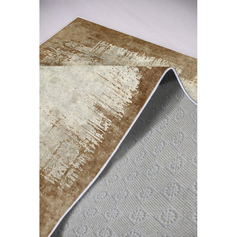 Eco-Friendly Hall Carpet, Latte Color, 39.4 x 59.1 Inches | 100% Polyester, 650 g/m² | Antibacterial, Non-Slip PVC Dot Underside, Machine Washable, 0.16 Inch Pile Height | Perfect for Living Room & Entryway Decor