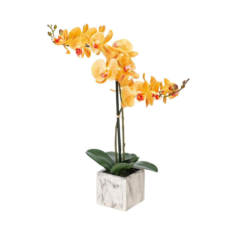 Phalaenopsis artificiel en pot 22 po Karelis, Corail