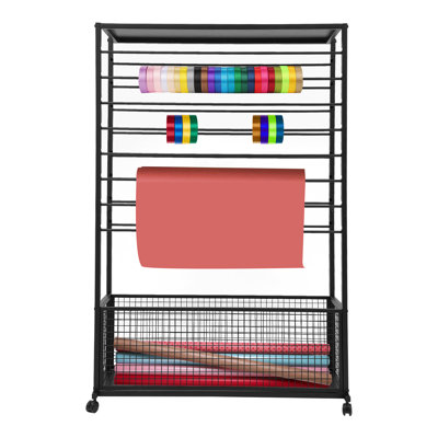 16 Tier Freestanding Ribbon Holder Organizer Rack Flower Wrapping Paper Storage Stand