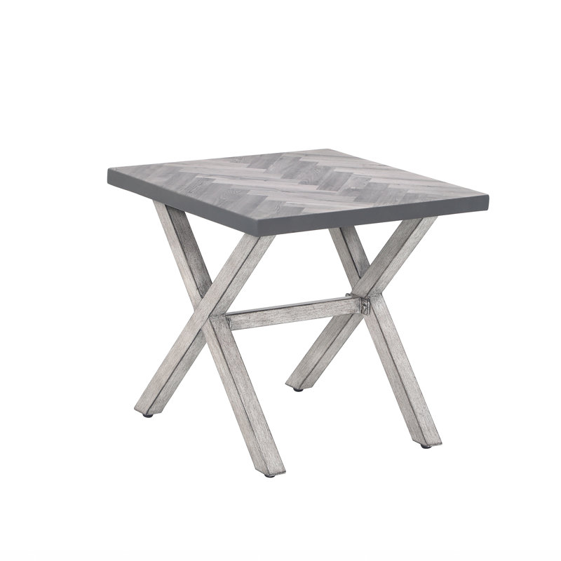 SeeHill Aluminum Resin Top Side Table, 19.3" x 18.2", UV-Resistant, Weatherproof, Durable for Balcony, Porch, Garden, Commercial Spaces, Silver Gray