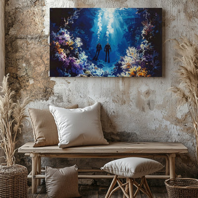 Toile Mystic Deep Dive Canvasmoody Underwater Scuba Divers Art Wall Art Ready To Hang Gallery Wrarap Home Decor Modern Design Decor