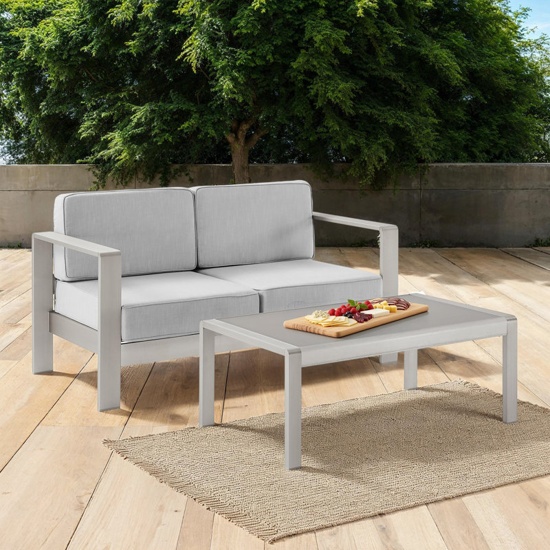 Ensemble de conversation avec canapé et coussins 2 pièces Magers, Gris