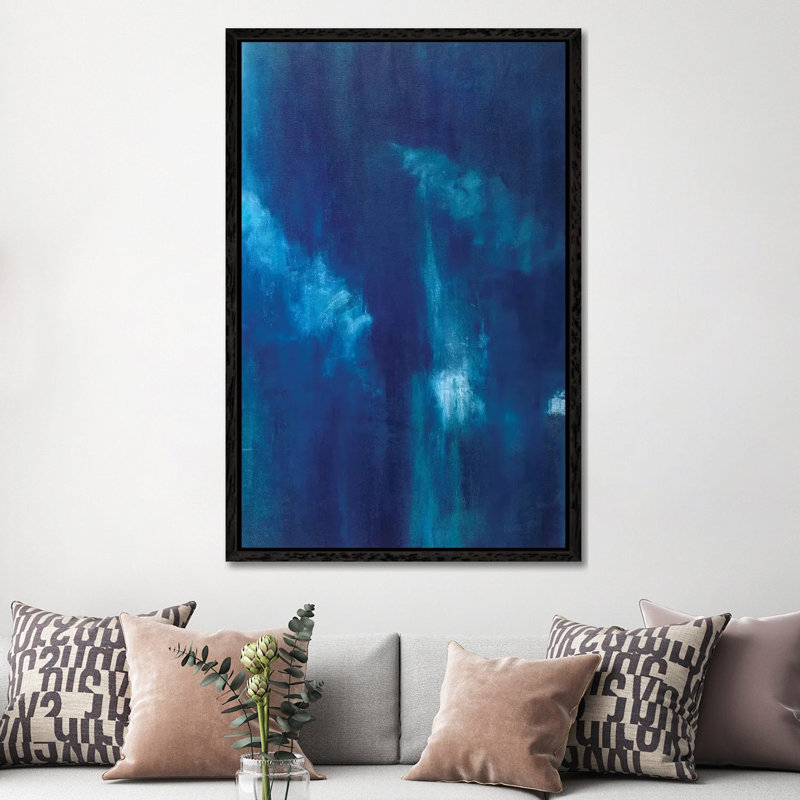 Azul Profundo Triptych III by Suzanne Wilkins - Gallery-Wrapped Canvas Giclée on Canvas, Black Framed