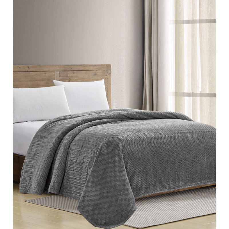 Cable Knit Throw Blanket, Gray, King