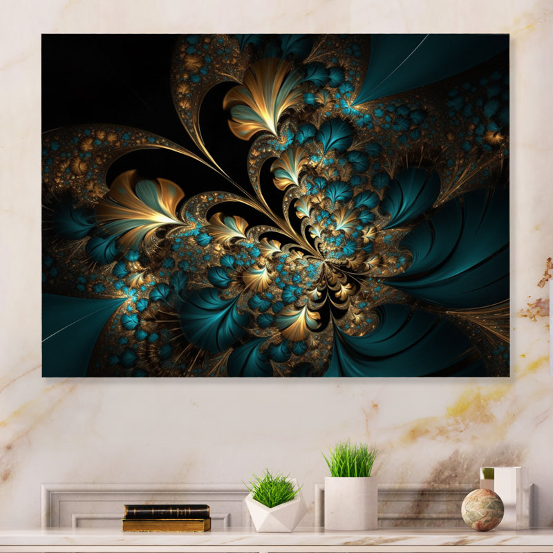 Or et bleu, l'abandon de la fractale IV - reproduction, H 24 po x l 32 po x P 1 po, Toile tendue