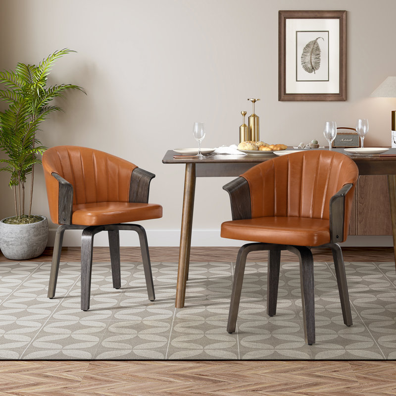 Barrayo 19.49'' H Faux Leather Upholstered Armchair, Brown, Dark Gray