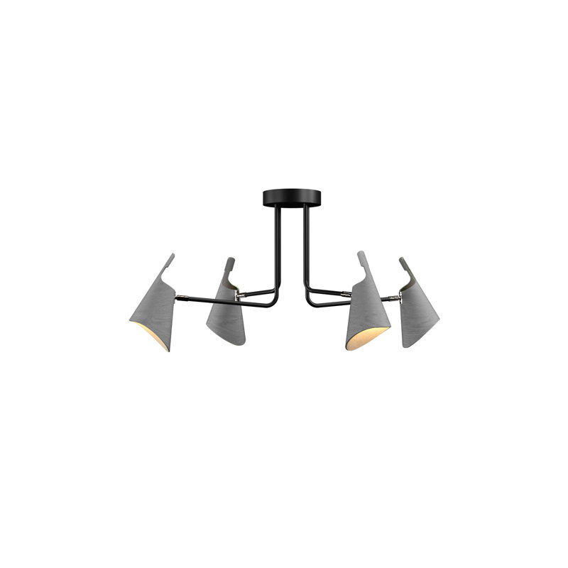 Chandelier, 19.09" H x 39.37" W x 25" D, 4, Organic Gray