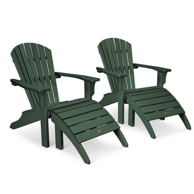 POLYWOOD Seashell Adirondack Set with Ottomans by POLYWOOD