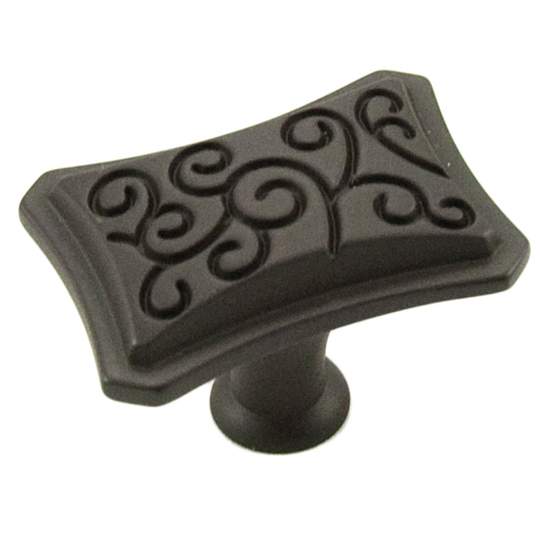 Poignée rectangulaire de 1 5/8 po avec détails tourbillonnants Palermo, Bronze huilé