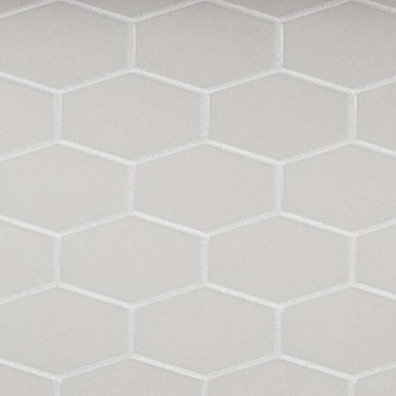 Long Hex 10.60in.x11 in. Glass Mosaic Tile, Misty Gray Matte
