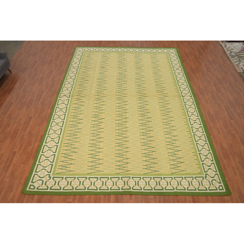 Élégant tapis scandinave kilim 12 x 18 avec motif complexe