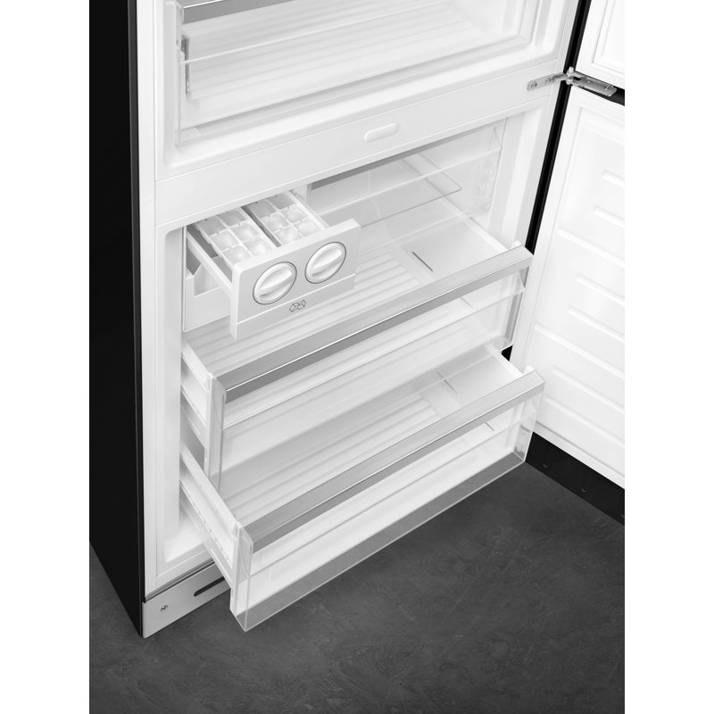 SMEG 27.8" Bottom Freezer 16.26 cu. ft. Energy Star Refrigerator, Black, Left Handed