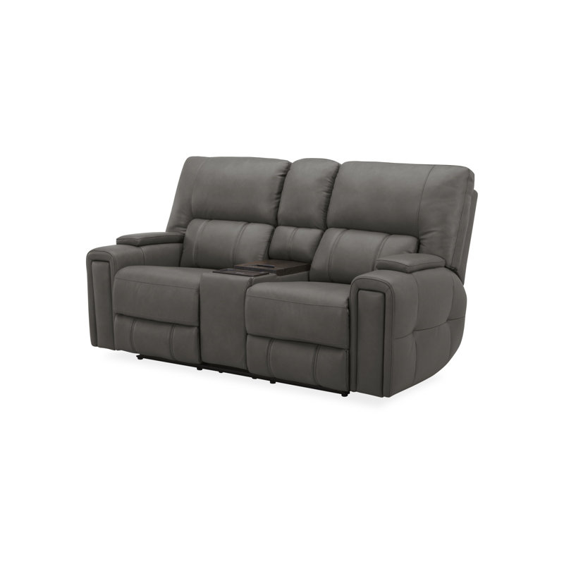 Causeuse inclinable électrique en cuir Harrison, Charbon