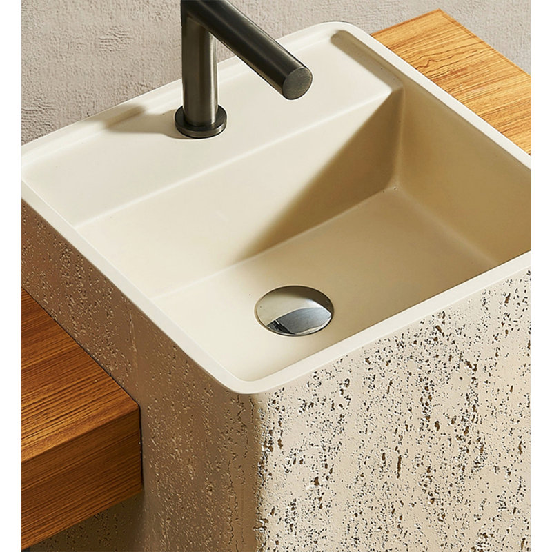 Mid-Century Travertine Stainless Steel Freestanding Bathroom Vanity
