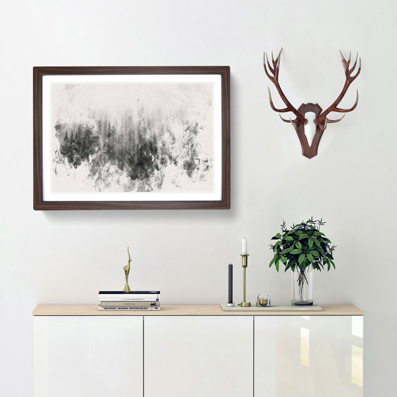 Moody Forest in Misurina Italy - Picture Frame Graphic Art Print, Walnut Framed, 62cm H x 87cm W x 2cm D