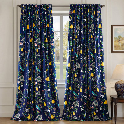 Luxury Velvet Vintage Floral Curtains, charming and natural relaxed atmosphere to room (set of 2)