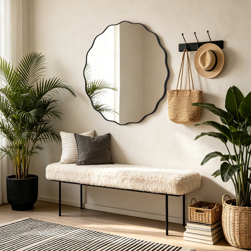 Miroir rond en aluminium, Noir, 36 po x 36 po
