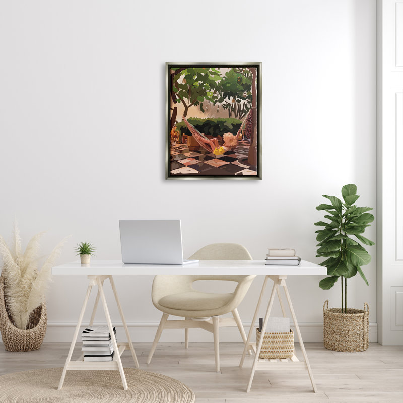 «Woman Lounging Hammock Tropical Summer Holiday Scenery» par Amelia Noyes - impression, H 31 po x l 25 po x P 1,7 po