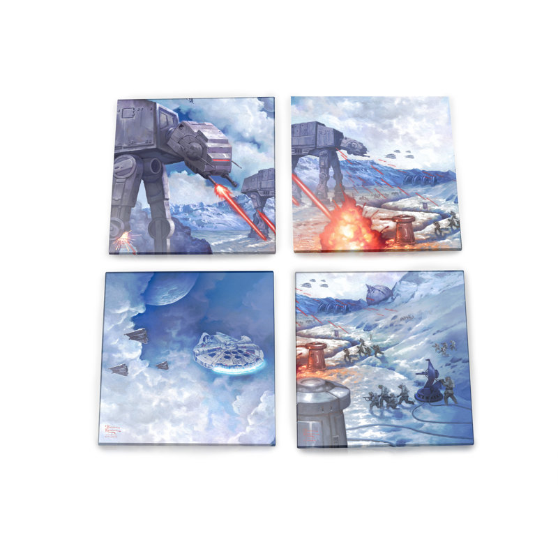 (Symboles) Ensemble de sous-verres en verre Starfire, Star Wars / La Bataille de Hoth
