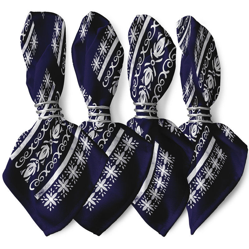Cladia Cuban Tile  Napkins, Navy