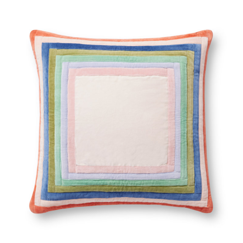 Retro Multicolor Cotton Blend Square Throw Pillow