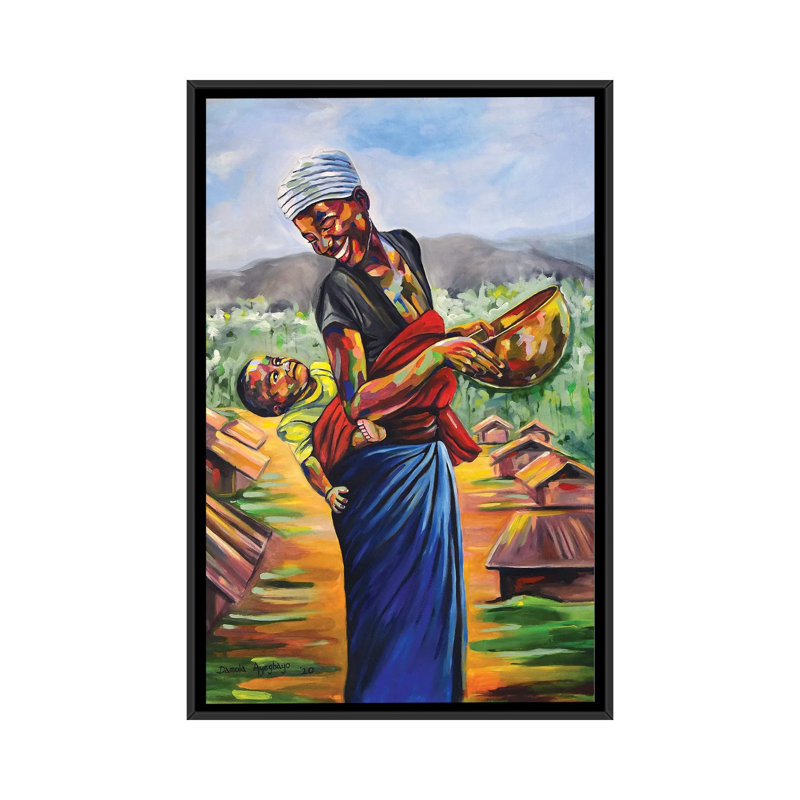 «Cradle» par Damola Ayegbayo, reproduction d'art sur toile tendue, H 26 po x l 18 po x 1,5 po, Pas de tapis