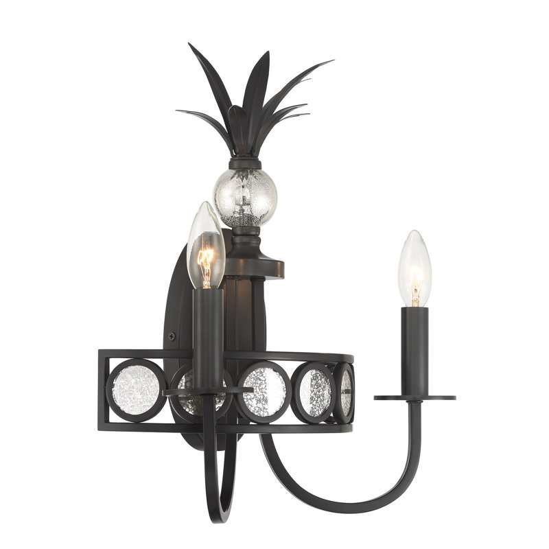 Hearst 2-Light Wall Sconce in Black Tourmaline, Black