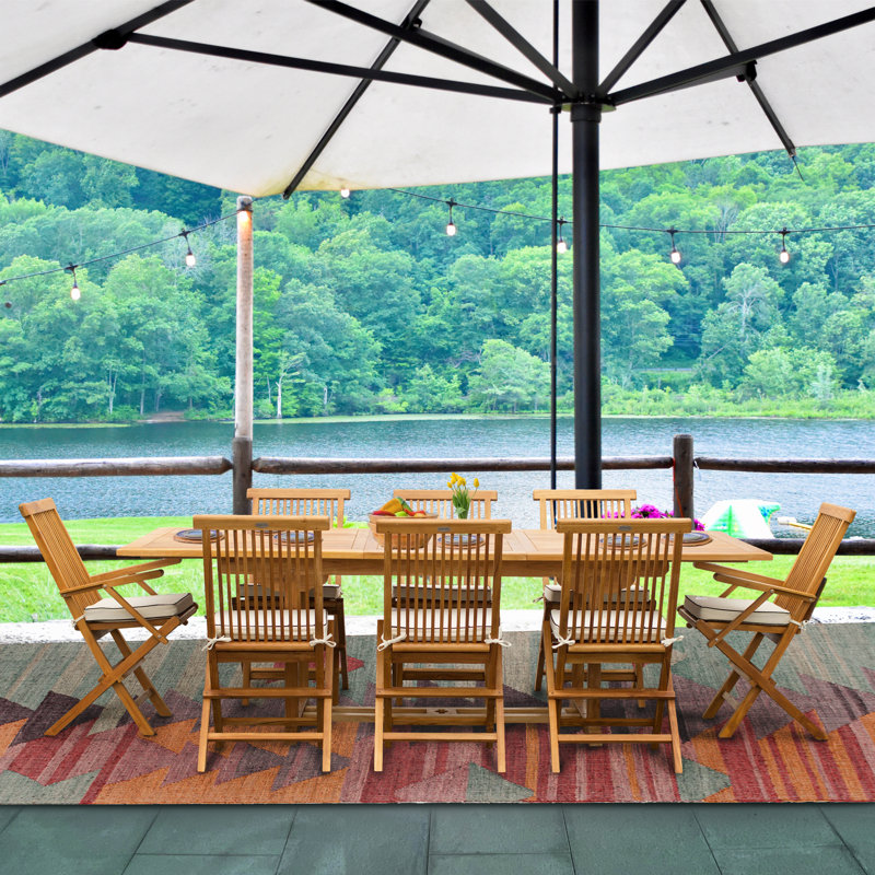 8 - Person Teak Wood Patio Dining Set with Rectangular Table