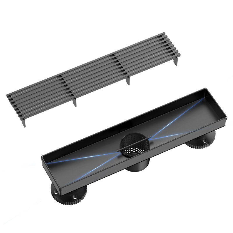 Garniture de drain de douche à grille linéaire 12 po x 2,76 po, Matte Black