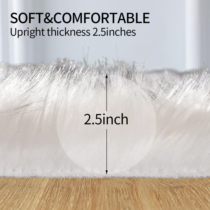 Luxurious Plush White and Gray Faux Sheepskin Rug, Novelty 6' x 6'
