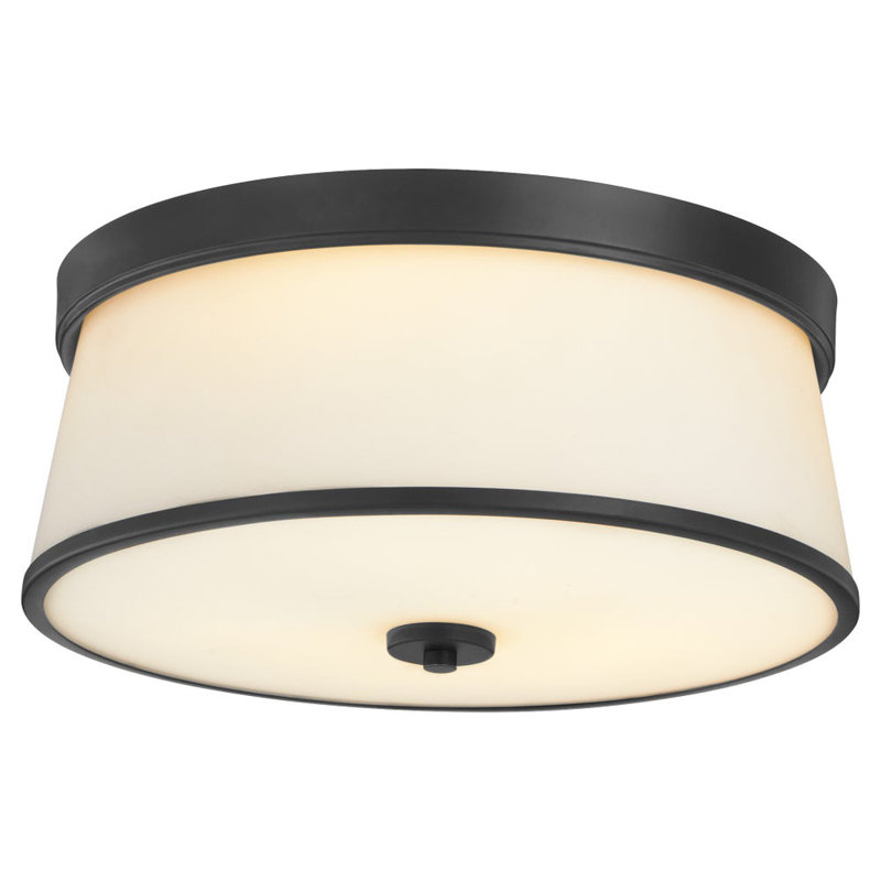 Qualesha Glass Flush Mount, Matte Black, 6.5" H x 16" W x 16" D