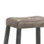 Ensemble de tabouret de bar rustique sans dossier rustique de 2 à 25 pouces avec siège en cuir brun, finition vieillie et structure robuste - Siège à hauteur de comptoir compact pour la cuisine et le bar