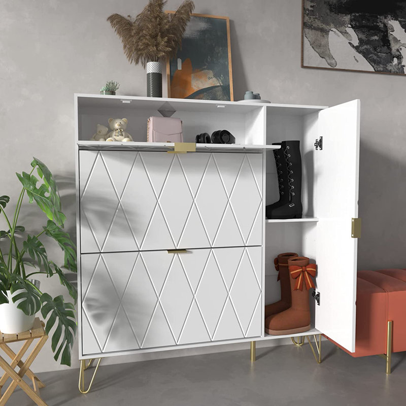Armoire de rangement pour chaussures 16 paires Marable, Blanc
