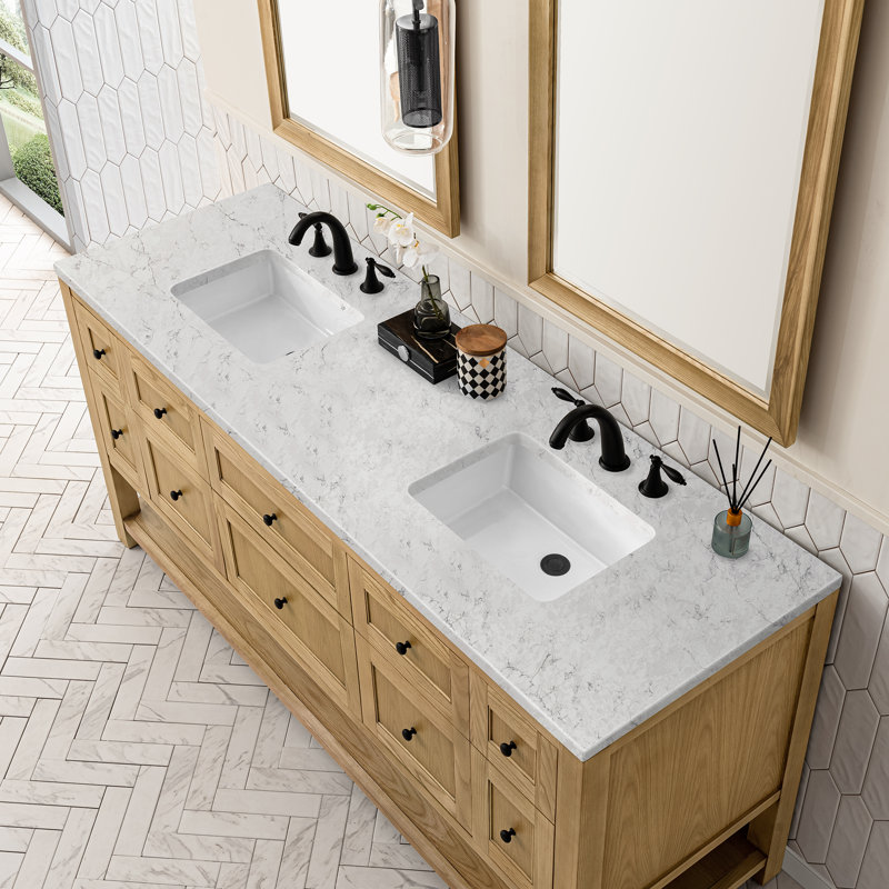 Breckenridge 72'' W Double Vanity, Eternal Jasmine Pearl, Light Natural Oak