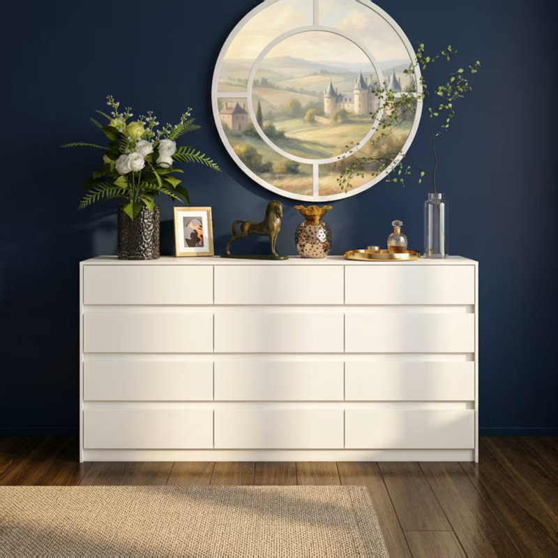 Commode 12 tiroirs Rhue, Blanc