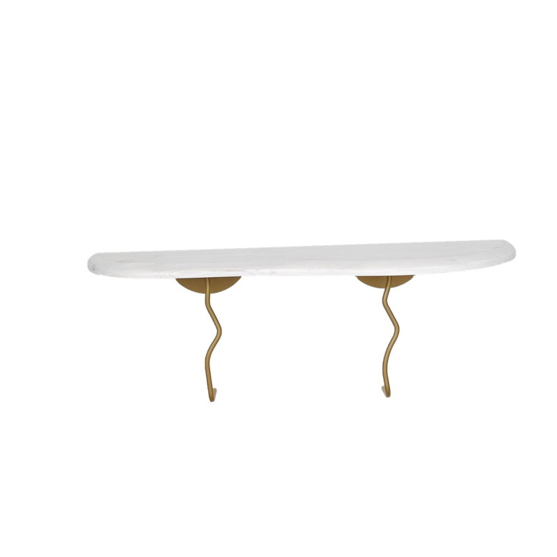 Locelso Floating Shelf, 22cm H x 99cm W x 20cm D, White/Gold