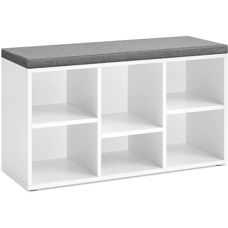 6 Pair Shoe Storage Bench, White