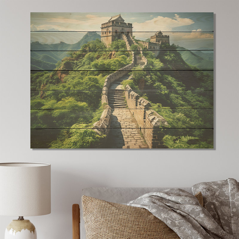 Grande muraille de Chine, impression sur bois, H 34 po x l 44 po