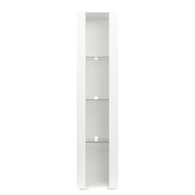 Armoire latérale avec panneau de particules de 15 mm et lampe monochrome bleue, l 40 x 29 x H 170 cm, lampe de rangement élégante en aluminium, espace