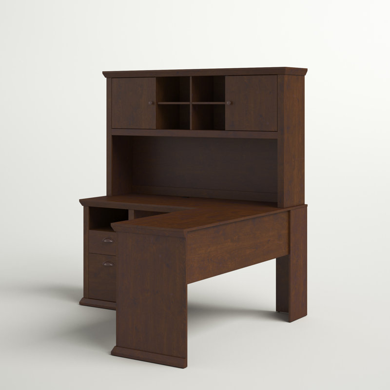 Palaksh L-Shaped Executive Desk, Antique Cherry