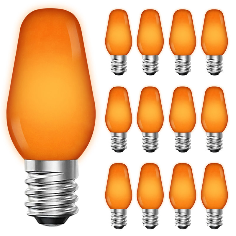 0.5 Watt, C7 LED, Non-Dimmable Light Bulb, Base, Orange