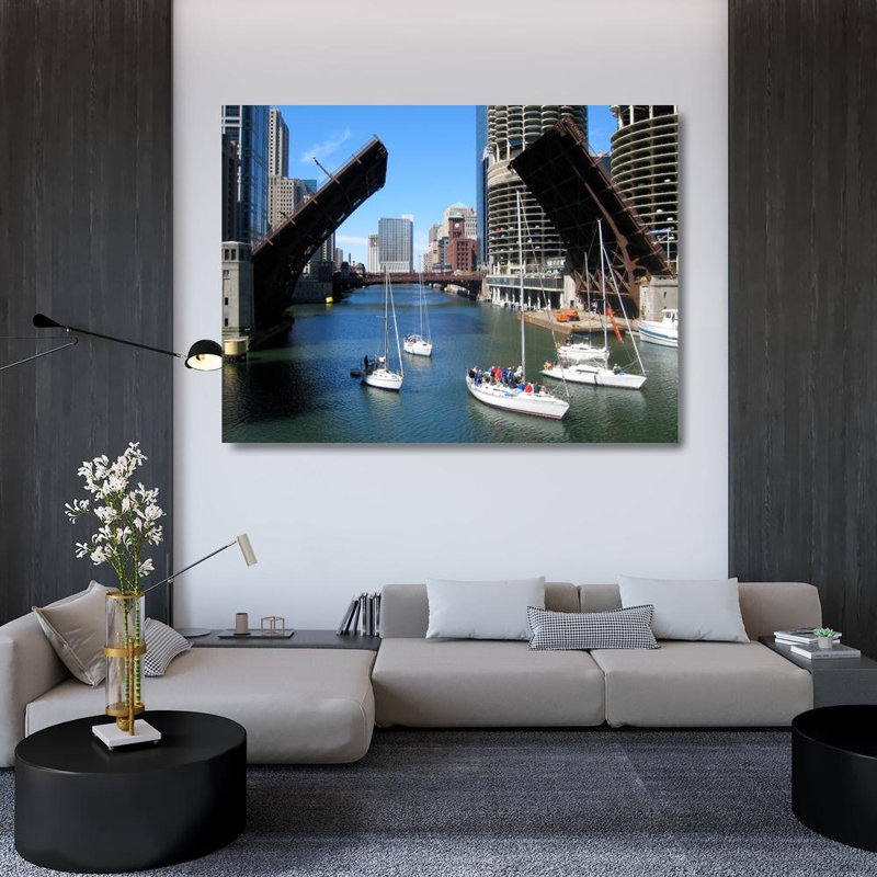 La rivière Chicago au niveau du pont de State Street, H 36 po x l 48 po