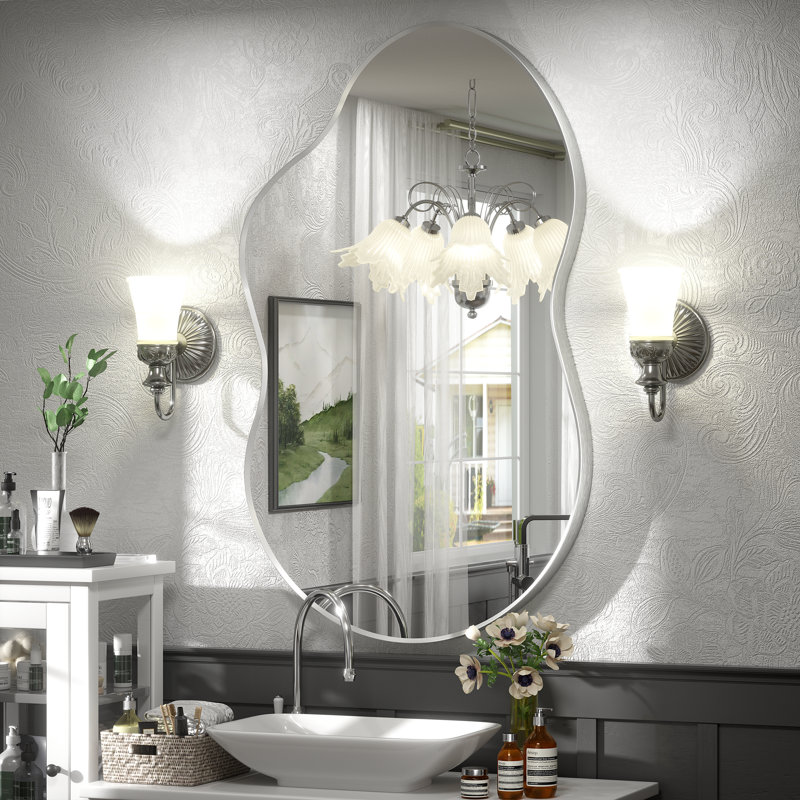 Miroir mural Amara, 40 po x 24 po, Argent brossé