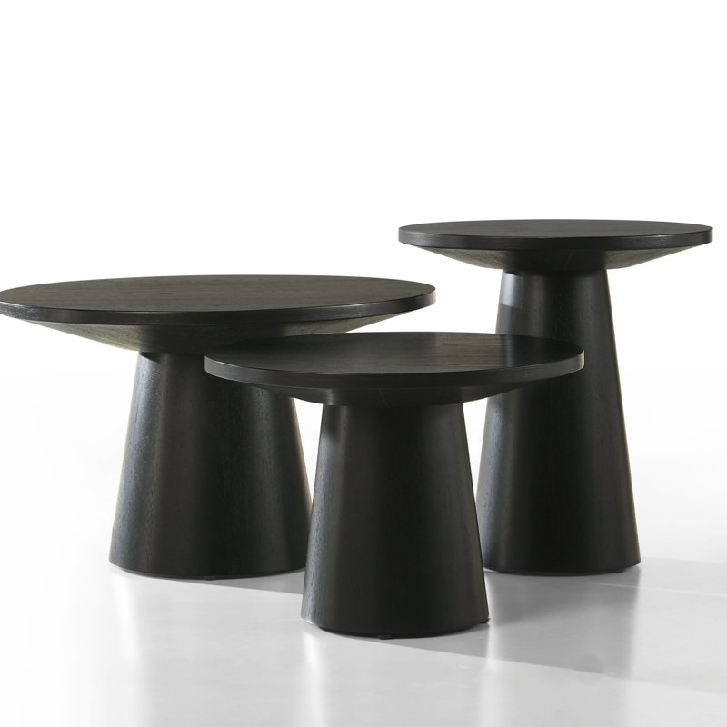 3-Piece Coffee, End, & Console Table Set With Pedestal Base