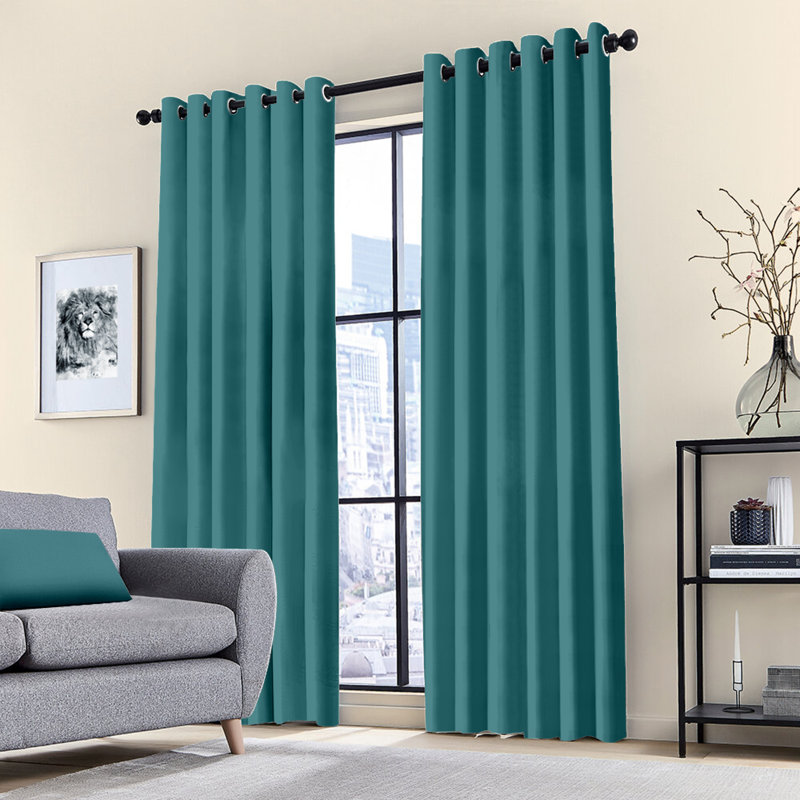 Evarista Room Darkening Sliding Panel Pair, Width 116 x Drop 137 cm, Teal