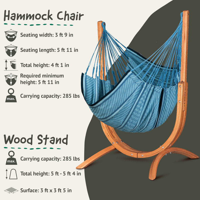 Chaise hamac en coton biologique LA SIESTA® Udine avec support en eucalyptus FSC®, Île Seymour Nord, Galapagos